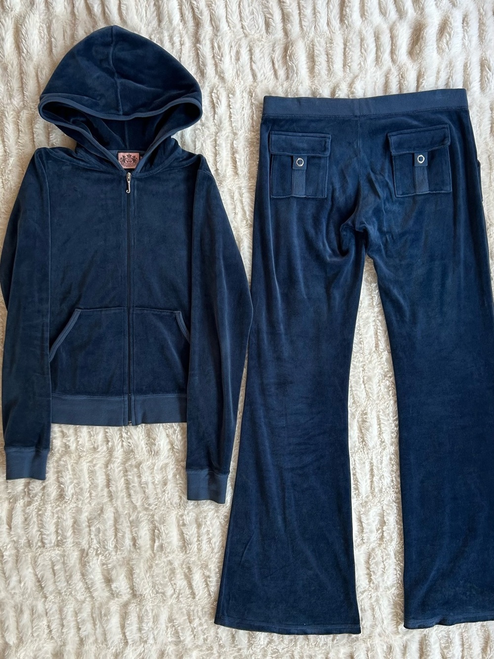 Y2K Vintage Juicy Couture Velour Tracksuit Set Made in USA Snap Back Pockets